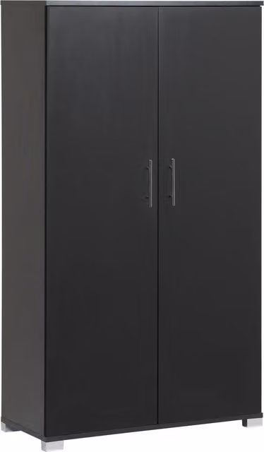 MMT Furniture Designs SD-IV02 Black Matt MDF Freestanding Cabinet with Hinged Doors and Internal Shelves