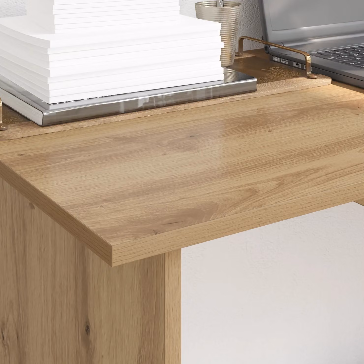 Berkfield Home Writing Desk with Drawer in Artisan Oak Brown, W/D/H: 100 x 50 x 76 cm – 3