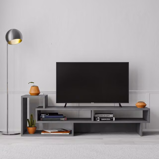 Decortie Modern Living Room TV Stand in Grey Matt