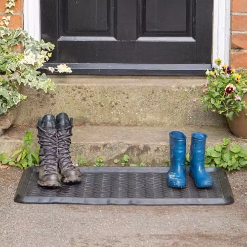Nicola Spring Heavy Duty Rubber Door Mat, Black, W: 80 cm, D: 40 cm – 2