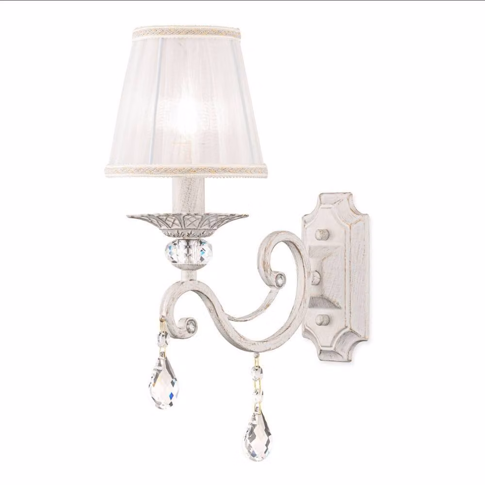 Netlighting Grace Wall Candle Lamp in White and Gold with Crystal, 1 x E14 – 2