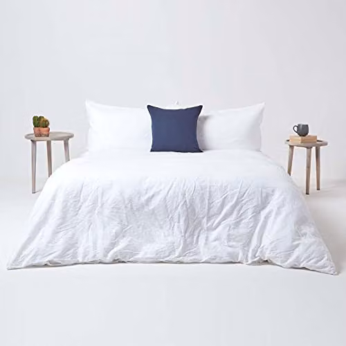 Homescapes European Linen and Combed Cotton Pillowcase, Blue/Green, W/D/H: 60 x 60 x 60 cm – 4