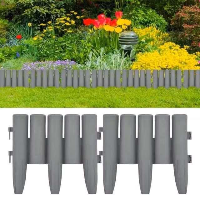 Berkfield Home Grey Plastic Lawn Edgings, 36 Pieces, 10 m – 1