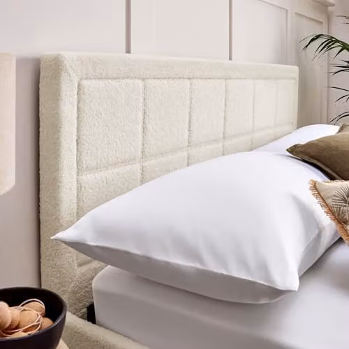 Home Treats White Upholstered Ottoman Bed with Pocket Sprung Mattress in Plush Bouclé Fabric, W/D/H: 140 x 200 x 39 cm – 5