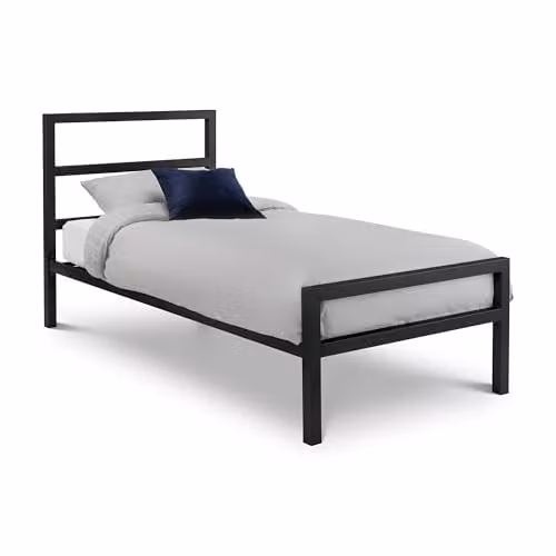 Julian Bowen Soto Modern Metal Bed in Black, W/D/H: 90 x 190 cm – 1