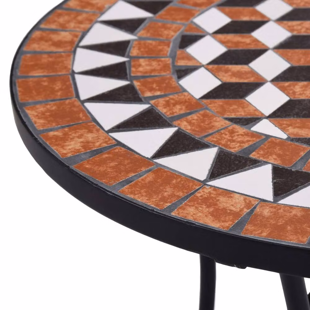 Berkfield Home Mosaic Bistro Table in Brown Ceramic and Metal, Diameter: 60 cm – 2