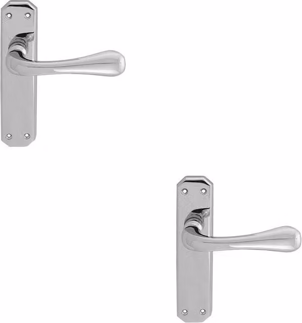 Loops 2x Pair Heavy Duty Handle on Angular Latch Backplate in Polished Chrome, W: 180 mm x H: 40 mm