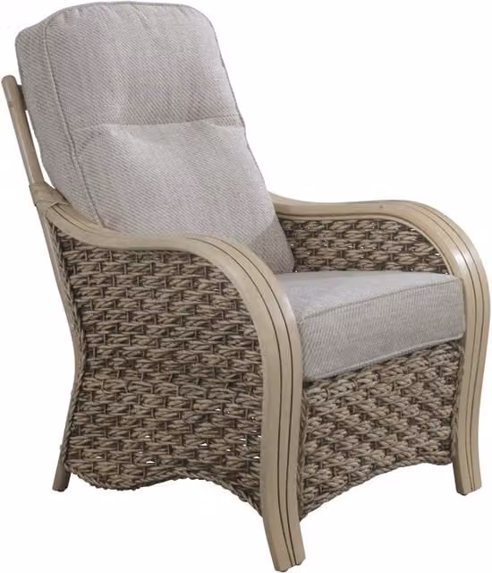 Desser Milan Cane Chair in Beige Polyrattan with Armrests and Cushions