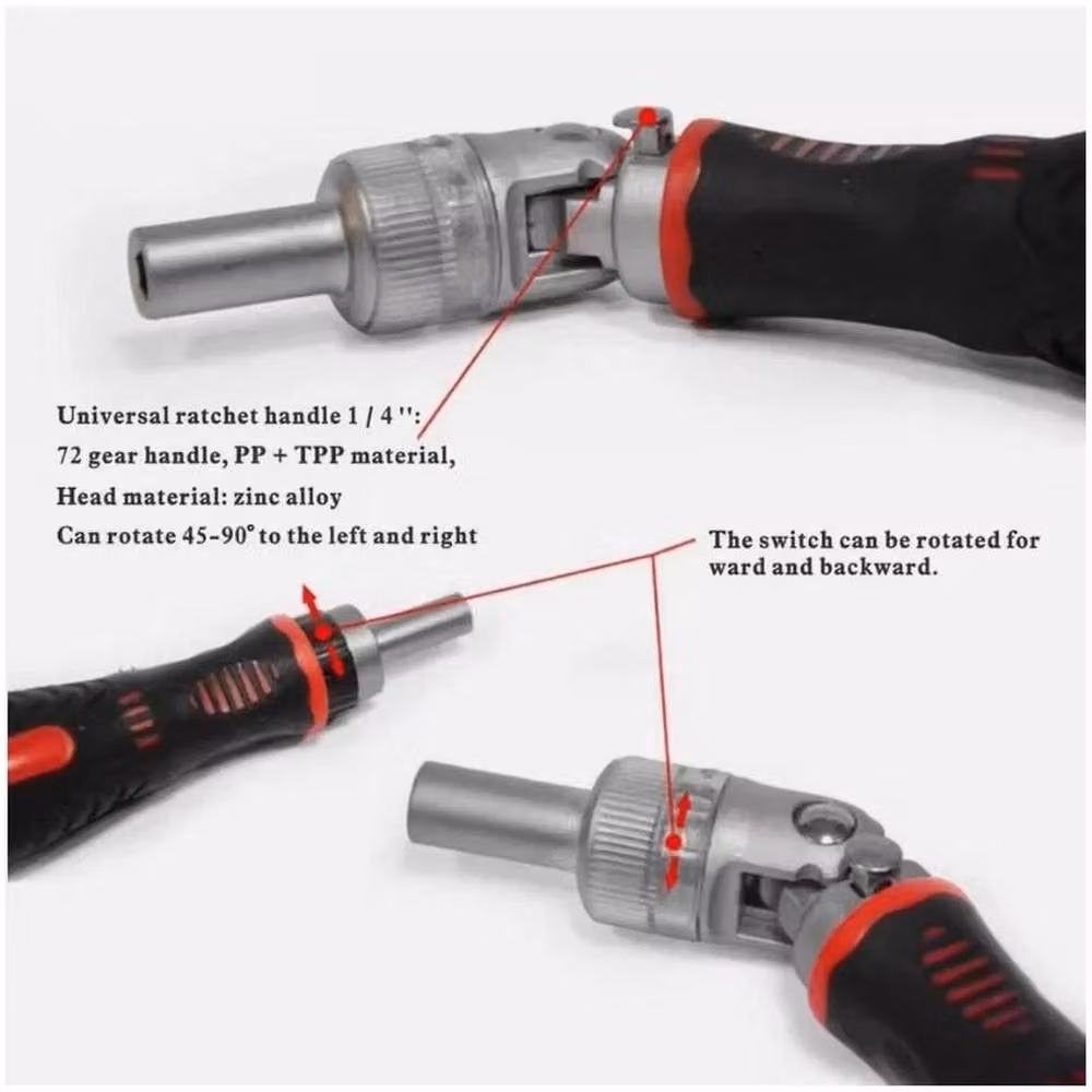 VOGREX 61-piece Chrome Vanadium Screwdriver Bit Socket Set with 1/4 inch Hex Torx and Right-Angle Bits in Multicolour – 4