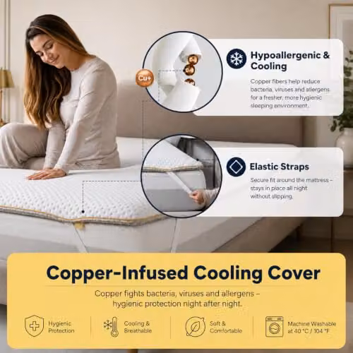 Brightr Sleep Aurora Deluxe 2 in 1 Memory Foam Mattress Topper, Medium Firm, White, Super King – 6