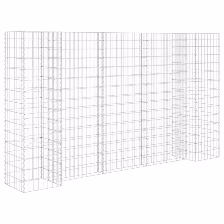 Berkfield Home H-Shaped Steel Wire Gabion Planter and Raised Bed in Silver, W/D/H: 260 x 40 x 150 cm