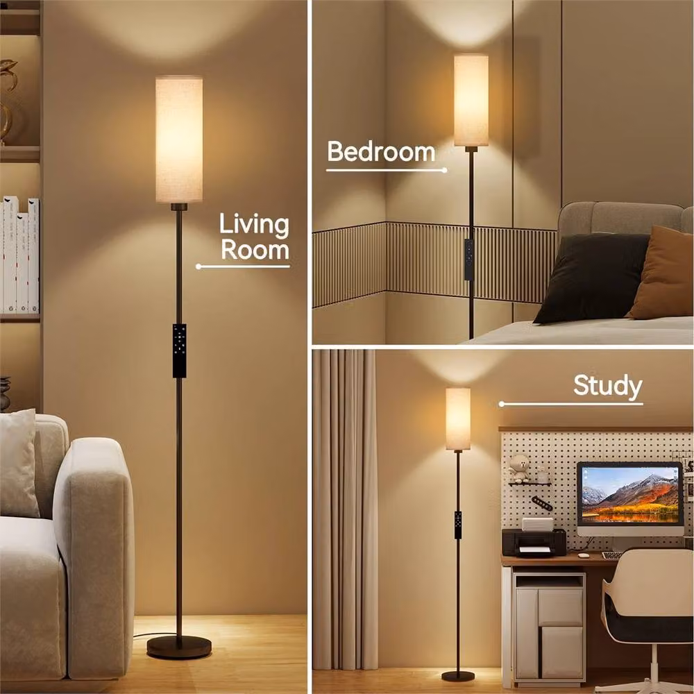 SPETLEK Modern LED Floor Lamp in Black with 3-Colour Dimmable Lighting and Magnetic Remote Control, H 155 cm x W 18 cm x D 18 cm – 2