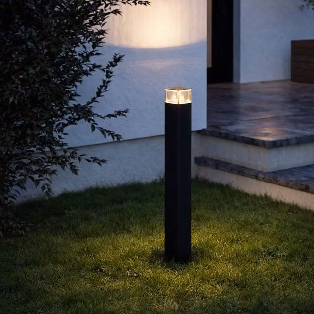 Eglo Castelnuovo Modern Black Aluminium Outdoor Path Light with Transparent Glass, IP65, GU10