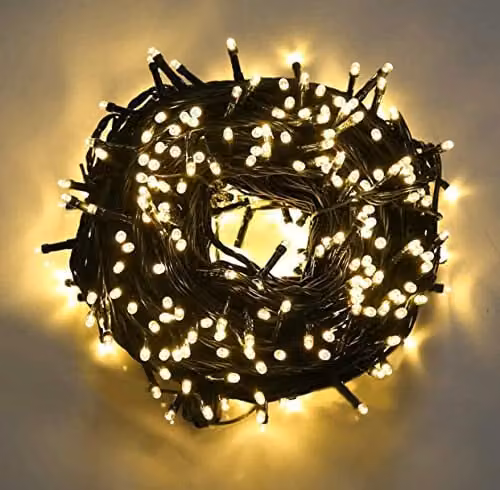 Shatchi 300 LED Warm White Christmas Fairy String Lights with Green Cable and Auto Timer – 1