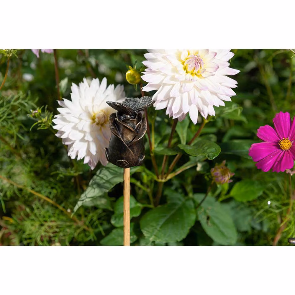 Jardinopia Butterfly On Rose Cane or Stake Topper in Bronze, W: 4 cm, D: 5 cm, H: 8 cm – 4