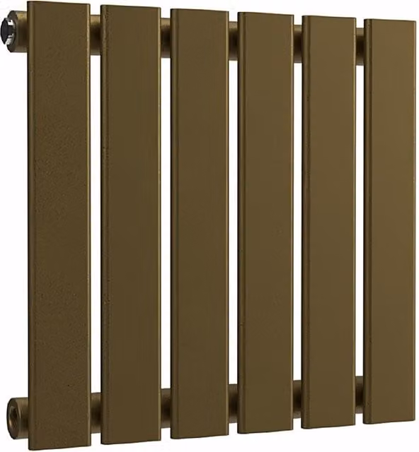 Lux Heat Flat Horizontal Single Wall Mounted Steel Radiator in Antique Brass, W: 40 cm, H: 42 cm