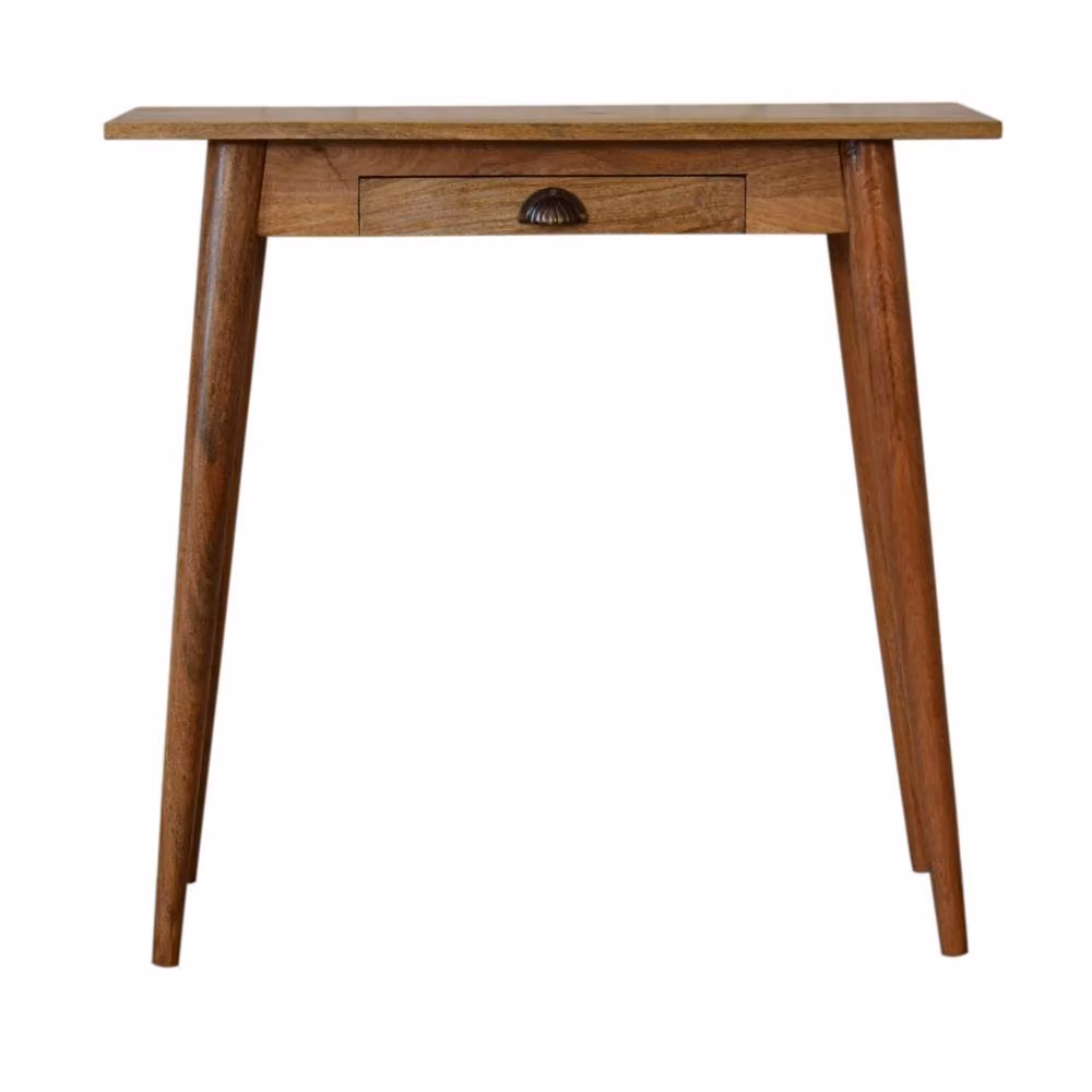 Wyld Haus Grasse Scandi Mango Wood Writing Desk with Drawer, Brown, W/D/H: 80 x 35 x 77 cm – 2