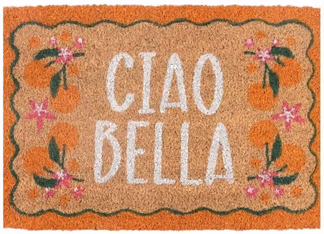 KDMK Orange Coir Doormat with Graphic Design