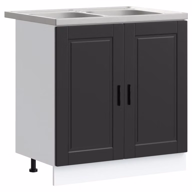 Berkfield Home Porto Sink Base Cabinet in Black, W/D/H: 80 x 46 x 84.5 cm