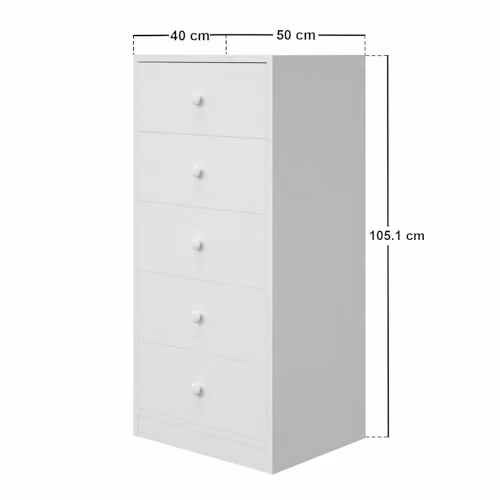 Flair Wizard 5 Drawer Chest of Drawers in White and Grey Glossy Finish – 2
