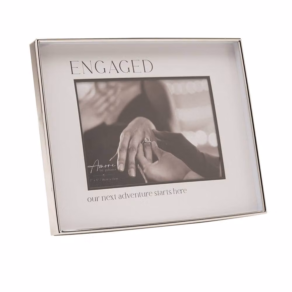 Amore by Juliana Silver and Black Rectangular Metal Wedding Photo Frame, W/H: 17.78 x 17.78 cm – 2