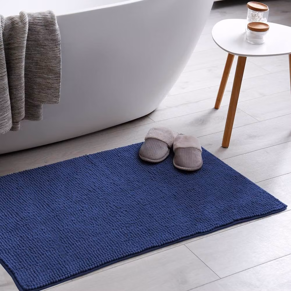 Keplin Non-Slip Microfibre Chenille Bath and Toilet Mat, Blue, W: 50 cm, D: 80 cm – 7