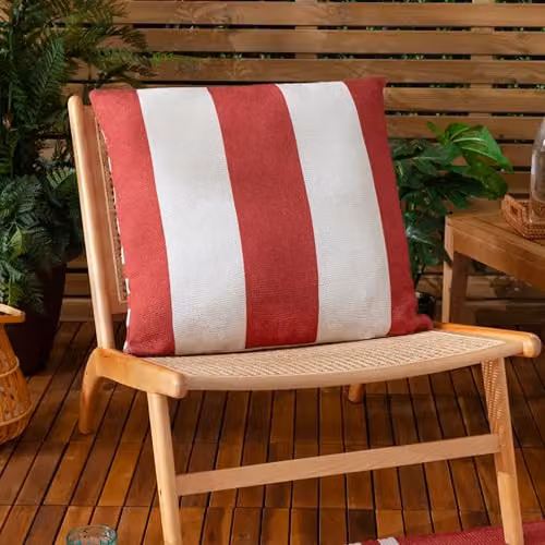 Furn Deck Stripe Woven Outdoor Cushion, Red and White, W/D/H: 59 x 59 x 59 cm – 7