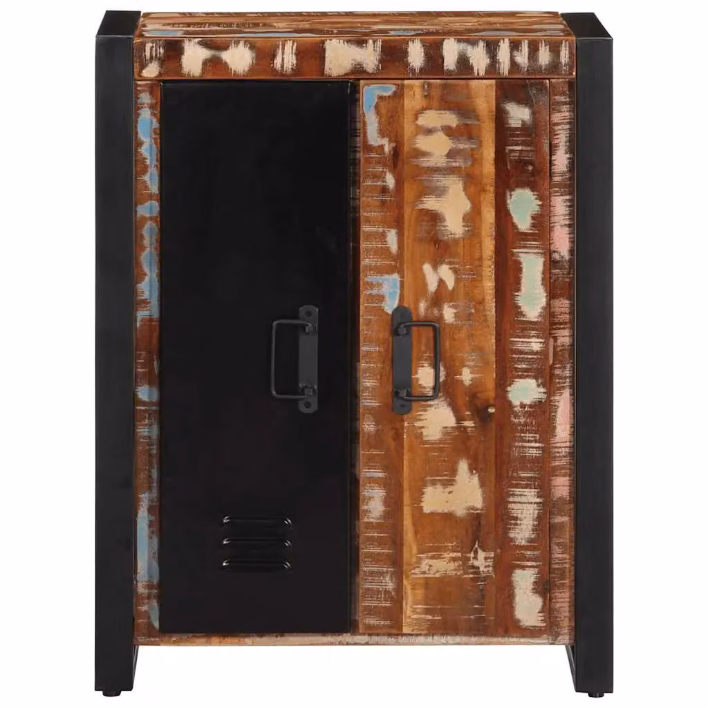 Berkfield Home Multicolour Reclaimed Solid Wood Sideboard in Black, W/D/H: 55 x 35 x 70 cm – 2