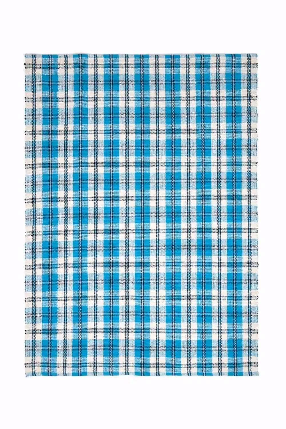 Homescapes Irvine Handwoven Blue Tartan Check Cotton Rug, W: 70 cm, D: 120 cm – 1