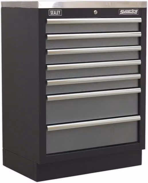 Loops Black Modular 7 Drawer Floor Standing Cabinet with Locking Mechanism