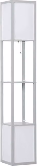PAWNORA Modern White Metal Shelf Floor Lamp with Dual Warm White Lights, H 156 cm