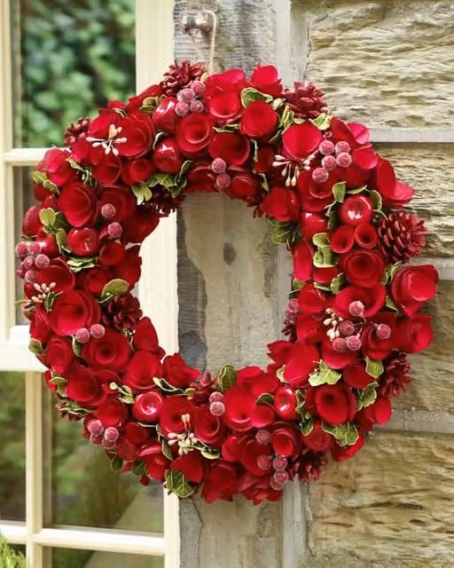 Dibor Red Rose Floral Hanging Wreath, Diameter: 42 cm – 1