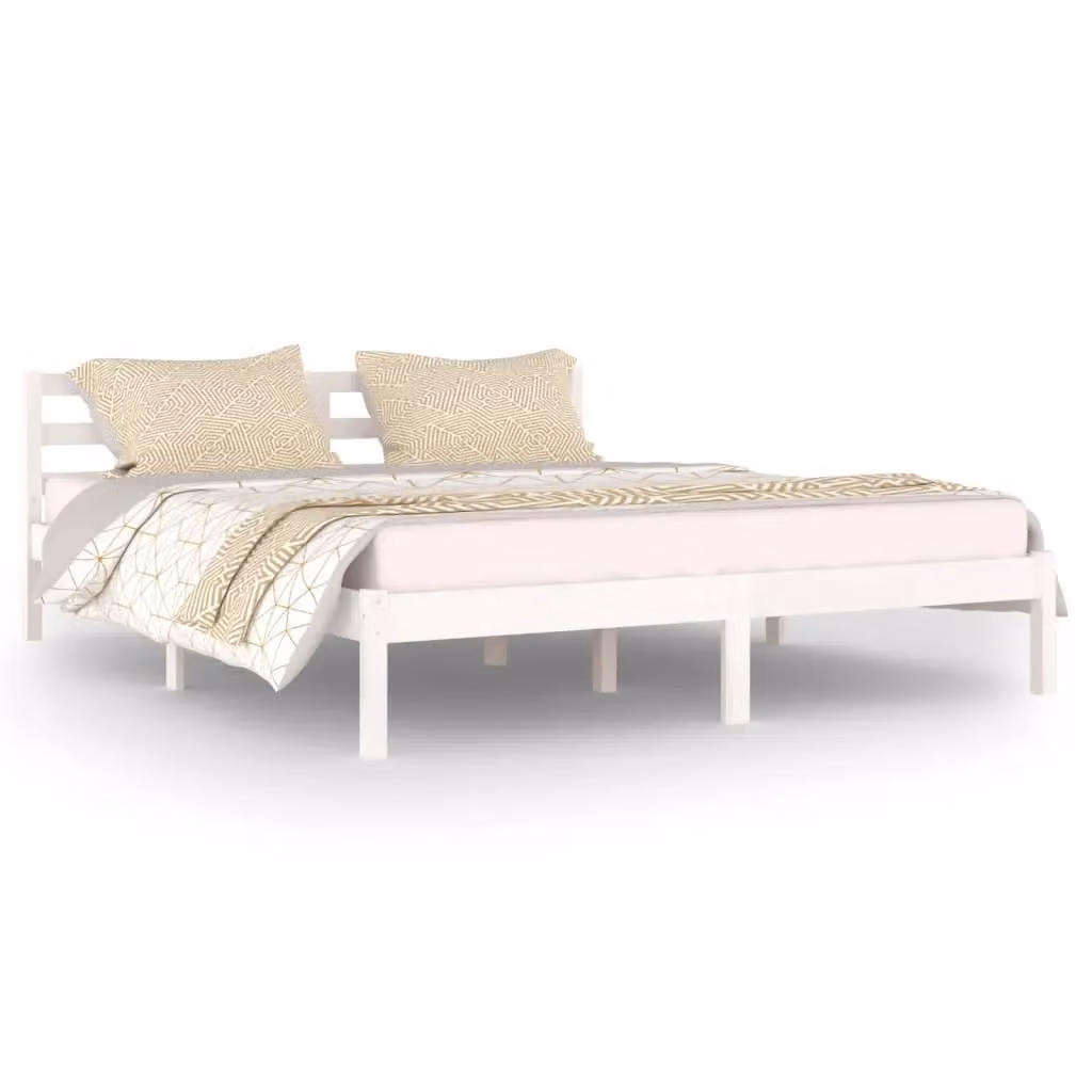 Berkfield Home Rustic Solid Wood Pine Day Bed, White, W/D/H: 160 x 200 cm – 2