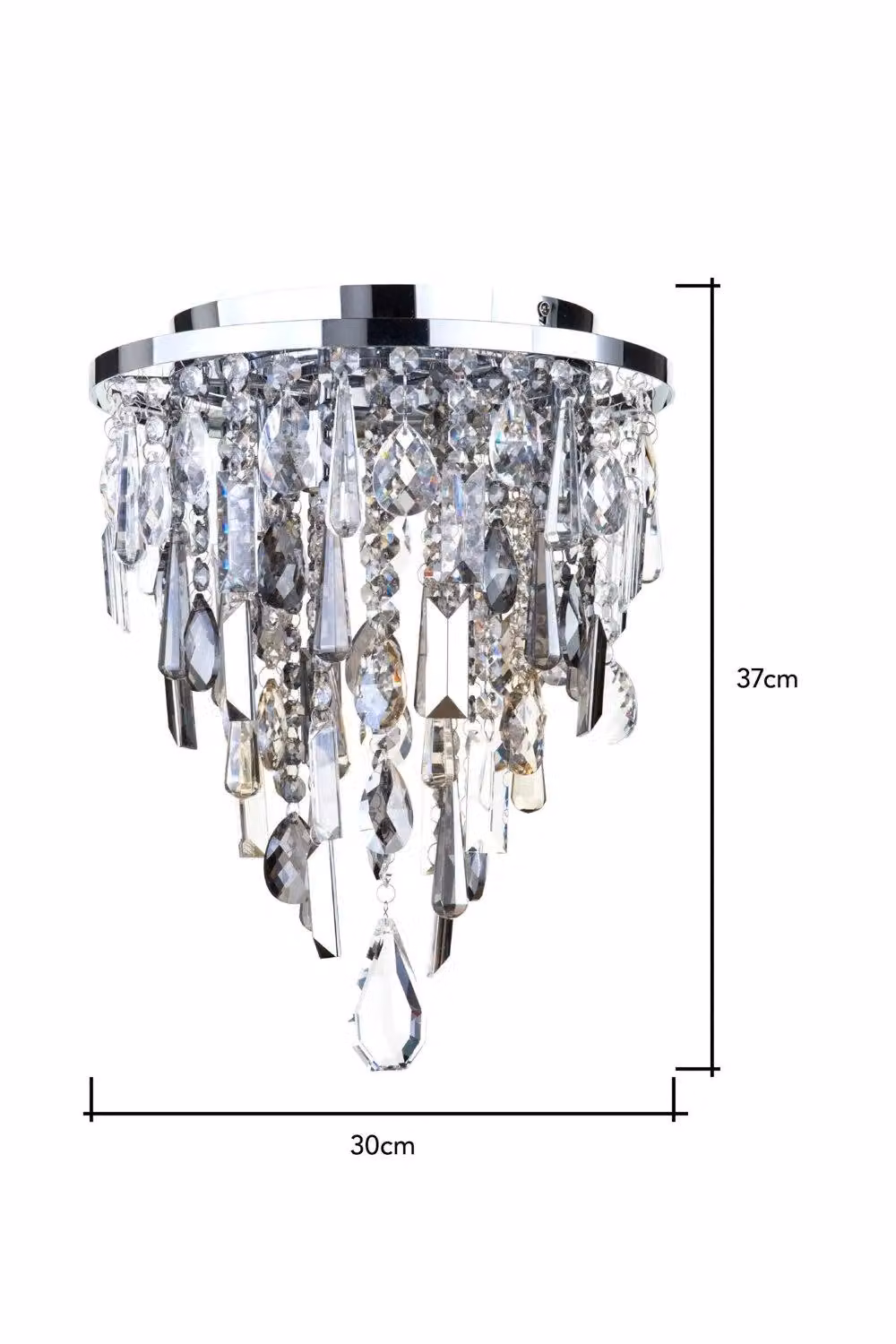 BHS Lighting Jennifer Flush Ceiling Light in Silver with Crystal and Glass – 2