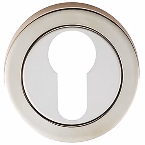 Loops Round Euro Profile Escutcheon in Bright Steel with Concealed Fix, 52mm Diameter