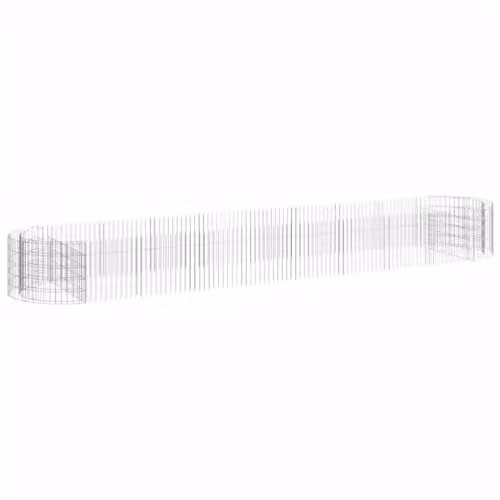 vidaXL Silver Galvanised Steel Stone Gabion Raised Bed W: 500 cm, D: 100 cm, H: 50 cm