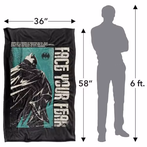 Warner Bros. Batman Face Your Fear Super Soft Fleece Throw Blanket, Multicolour, W: 91 cm, D: 147 cm – 4