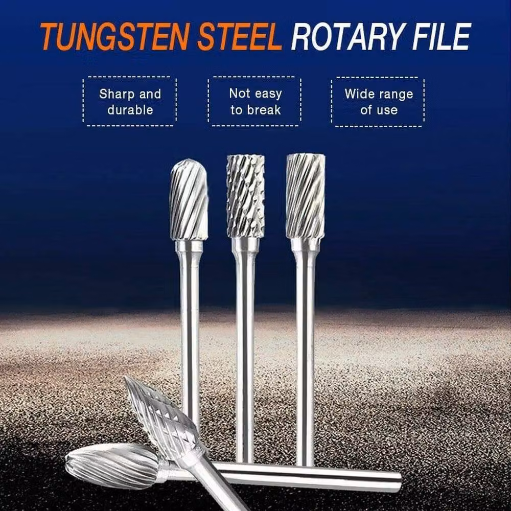 NESTLUNE 10-Piece Tungsten Carbide Steel Rotary Burr Bits, 3mm, Silver – 3
