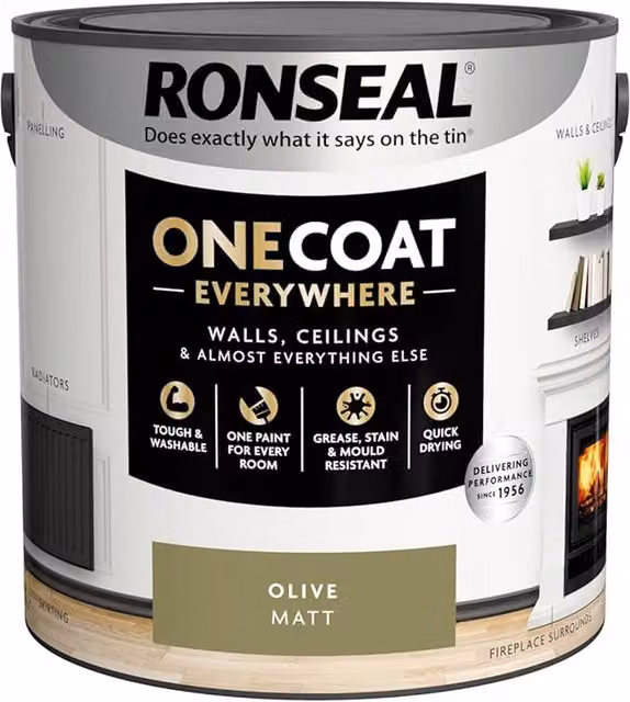 Ronseal One Coat Everywhere Interior Matt Paint, Green, 2.5l