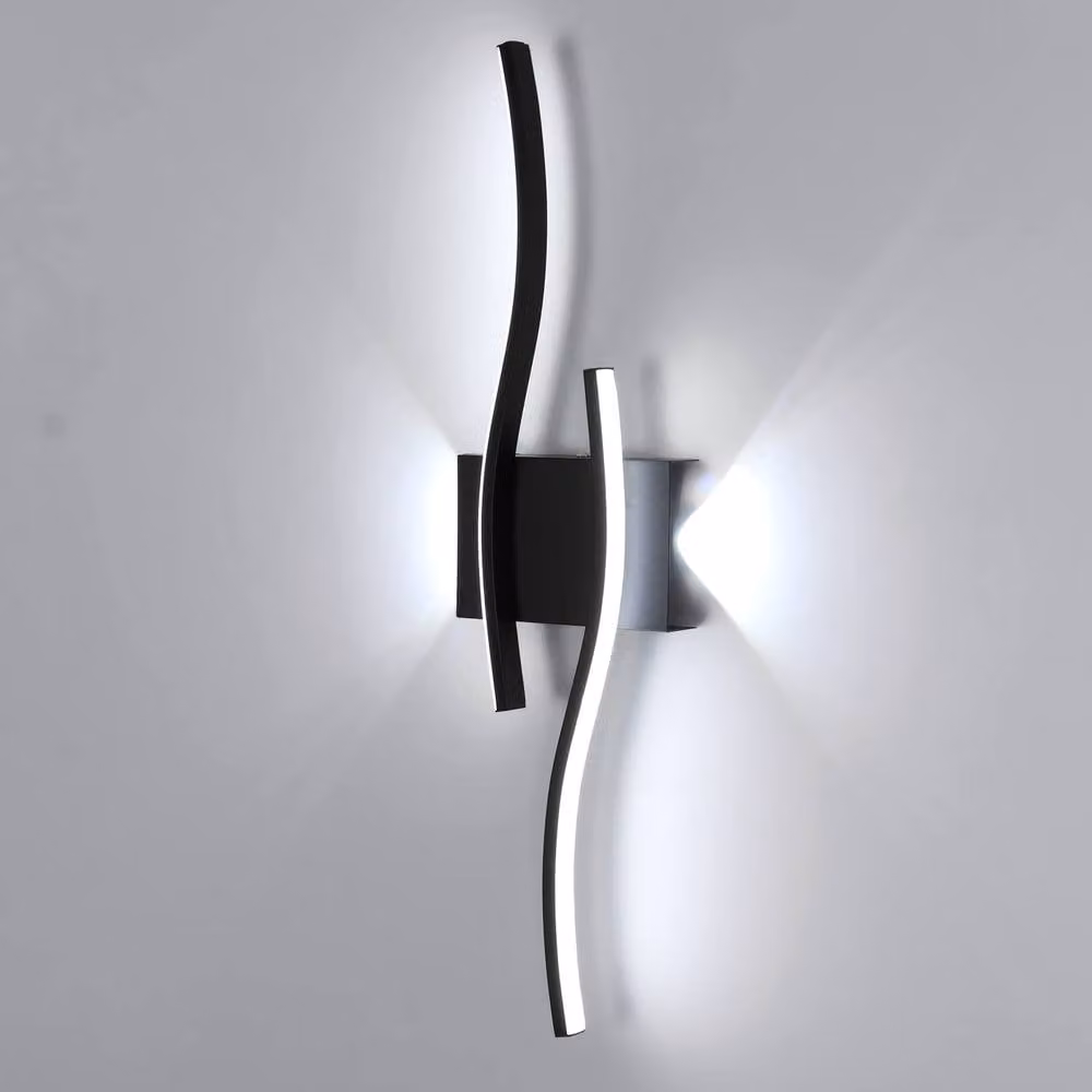 Pheashine Modern Curved Aluminium LED Wall Light, 20W, 6500K Cool White, Black – 1