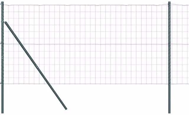Berkfield Home Euro Fence with 13 Round Posts, 1 x 25 m, Galvanised Steel, Green