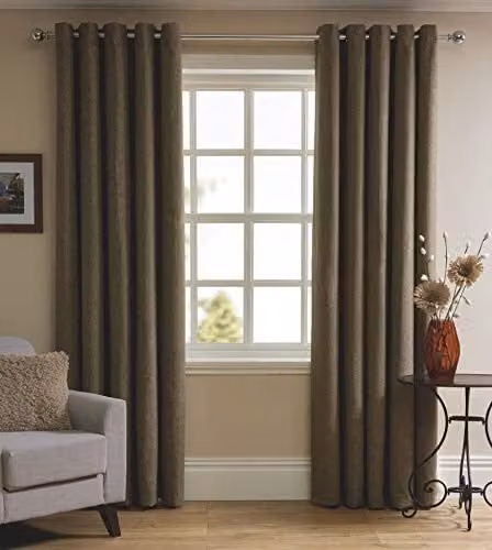 Sleepdown Herringbone Eyelet Lined 100% Polyester Curtain, Natural