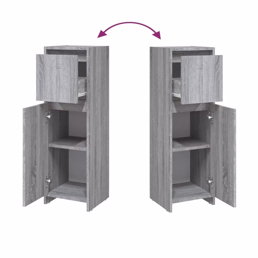 Berkfield Home Grey Sonoma Wall Mounted Bathroom Cabinet with Hinged Doors and Internal Drawers W/D/H: 30 x 30 x 95 cm – 2