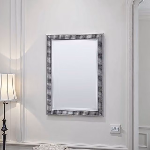 Yearn Cobble Art Deco Framed Wall Mirror in Silver, W: 61 cm, H: 76 cm