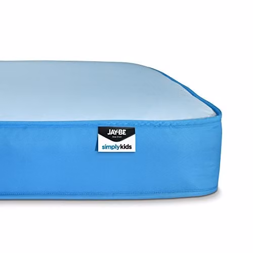 Jay-Be Simply Kids Waterproof Antibacterial Bonnell Spring Mattress, Blue, W/D/H: 90 x 190 x 18 cm – 1