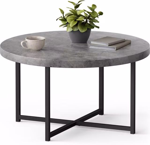 VonHaus Mosley Round Coffee Table in Grey and Black