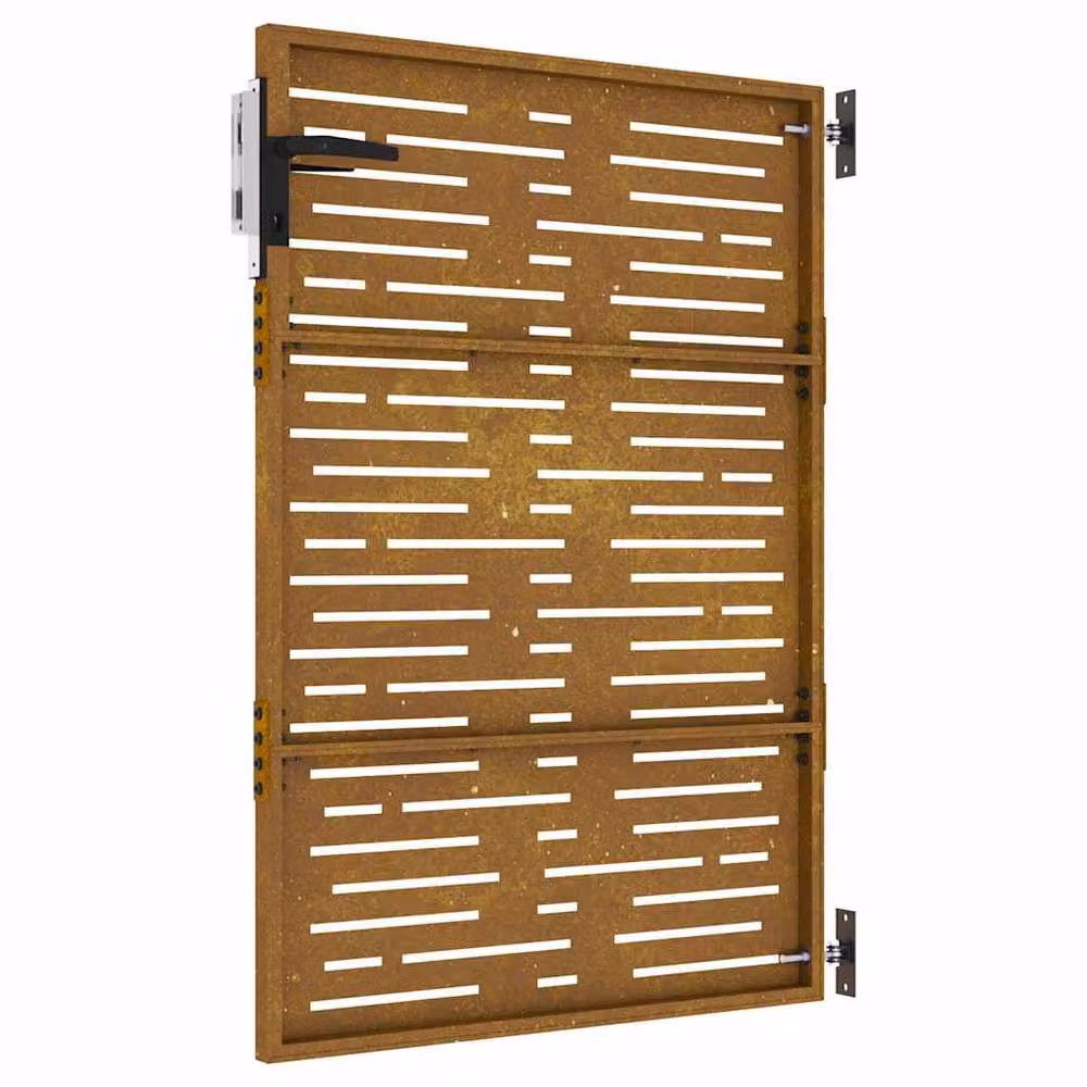 Berkfield Home Brown Corten Steel Garden Gate with Square Design, W: 85 cm, H: 125 cm – 4