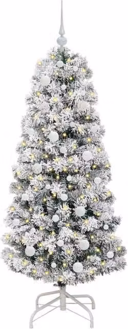 Berkfield Home Realistic Artificial Hinged Christmas Tree in Green and White, Height: 150 cm – 1
