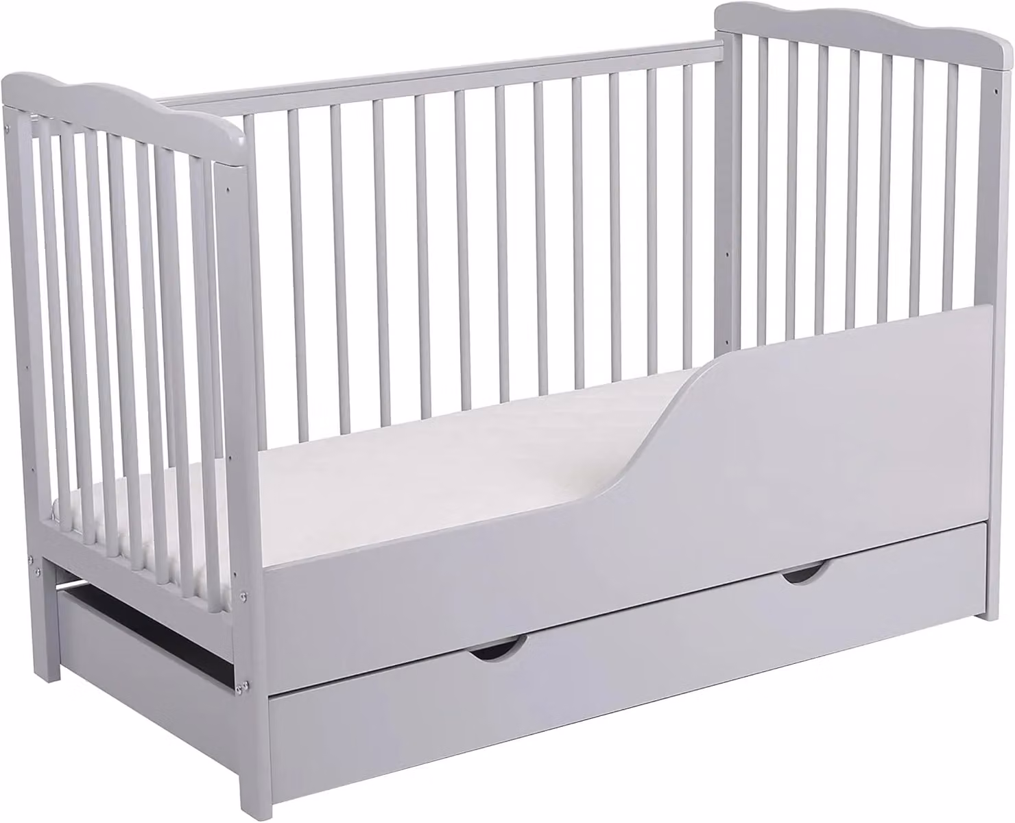 MCC Direct CozyCubs Brooklyn Solid Wood Baby Cot Bed with Mattress and Drawer in Grey – 2