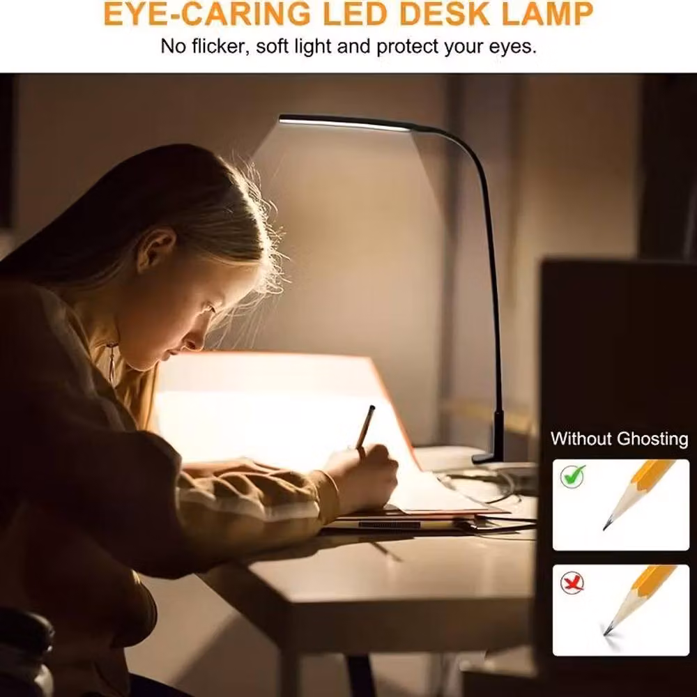 Dyzi Adjustable LED Desk Lamp with Clip, USB Powered, White – 2